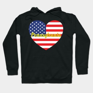 Pennsylvania American Flag Heart Hoodie